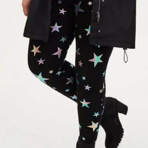 Torrid Holographic Star Leggings, Size 2